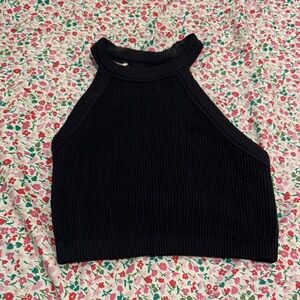Aerie Black Ribbed Crop Top
